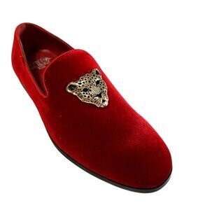 Royal Shoes Red Faux Suede Lion Head Red Bottoms Dress Shoes  Mens Size 8.5